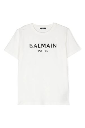 tshirt in cotone bianco BALMAIN PARIS KIDS | BV8P01Z0057102NE